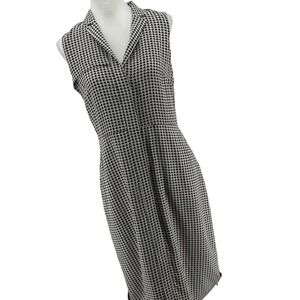 Banana Republic Elephant Print Silk Dress Women's 6P Black Ivory Luxury Vacay